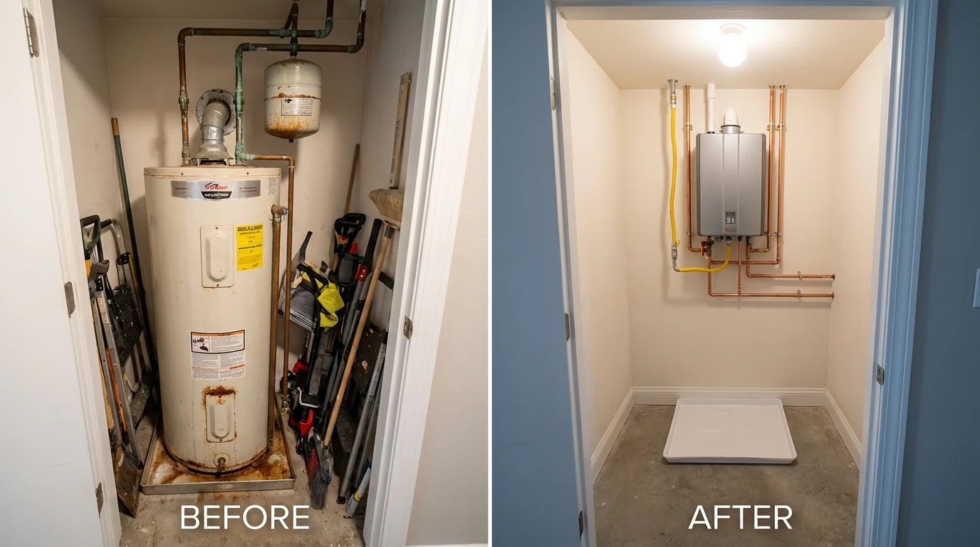 Tank water heater versus wall-mounted tankless unit comparison for Saint Michaels, MD homeowners