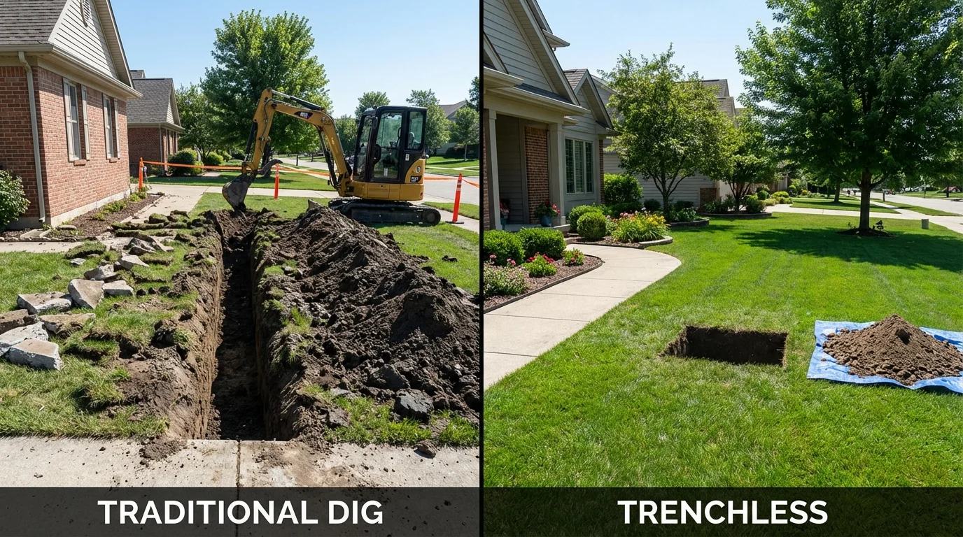 Trenchless sewer repair with minimal yard damage versus traditional excavation in Saint Michaels, MD